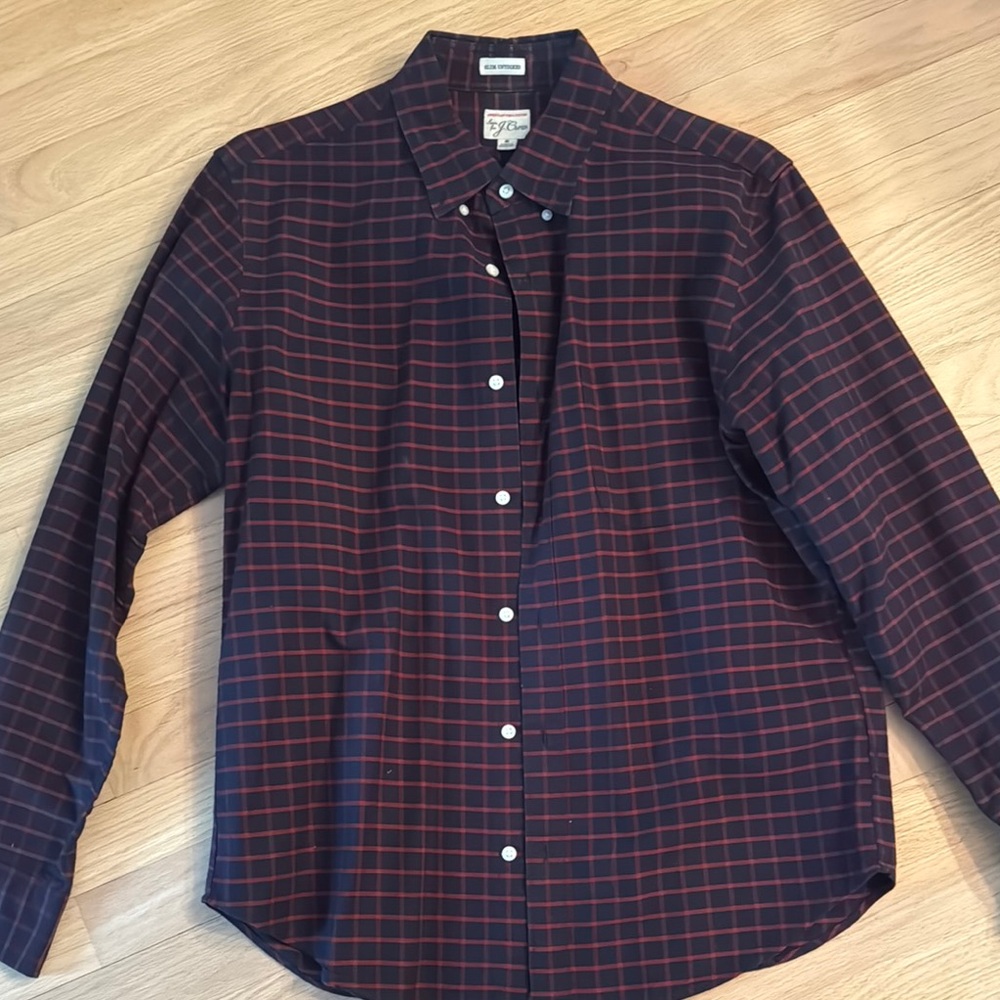 J. Crew Blue and Red Casual Button Down Shirt